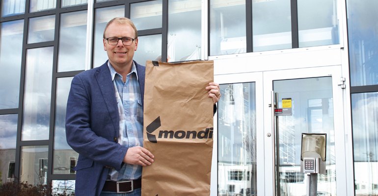 木屑颗粒纸包装的闭环，Pär Dahlqvist，挤出涂料Mondi业务解决方案经理Örebro，瑞典。